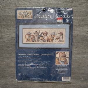 Creative Accents 2001 Cowboy Cats Cross Stitch Kit